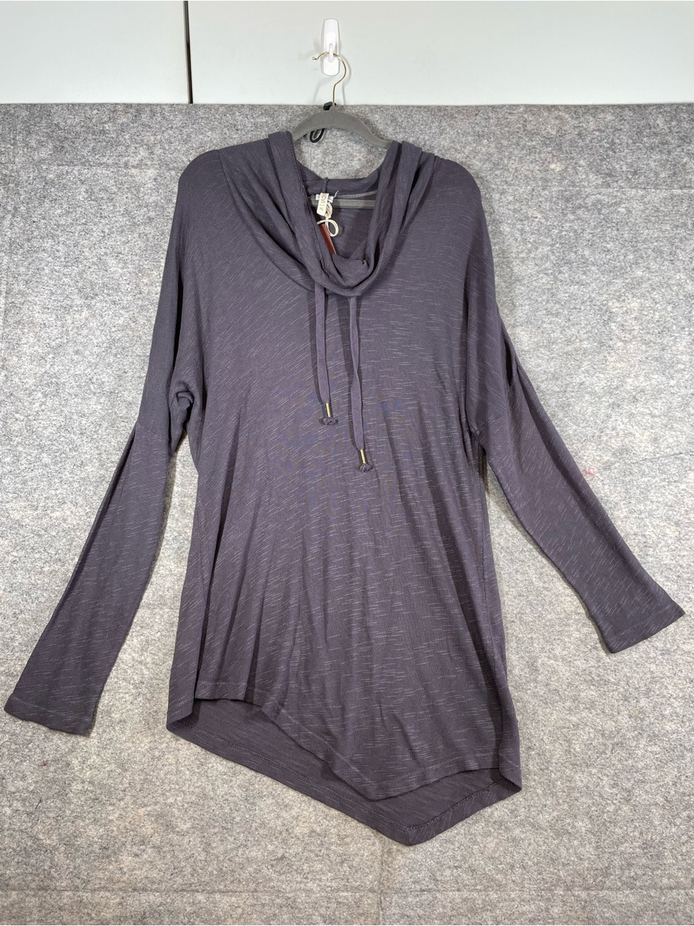XCVI Long Sleeve Cowl Neck Tunic Top Asymmetrical Boho Artsy Relaxed Lagenlook